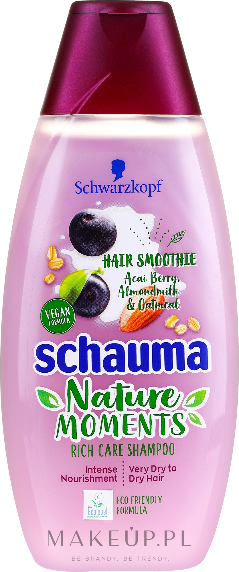 Acai, mleko migdałowe, owies szampon do włosów suchych i bardzo suchych - Schauma Nature Moments Hair Smoothie Shampoo — Zdjęcie 400 ml