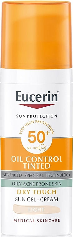 Żel-krem tonujący do twarzy - Eucerin Oil Control Dry Touch Tinted Sun Gel-Cream Light SPF50+