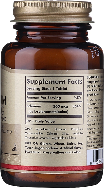 Suplement diety - Solgar Selenium 200 mcg — Zdjęcie N2