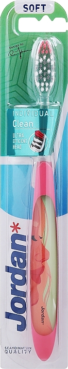 Miękka szczoteczka do zębów, różowa - Jordan Individual Clean Soft — Zdjęcie N1