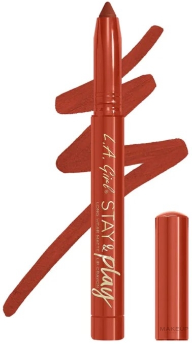 Matowa kredka do ust - L.A. Girl Stay & Play Long Wear Matte Lip Crayon — Zdjęcie All The Feelz