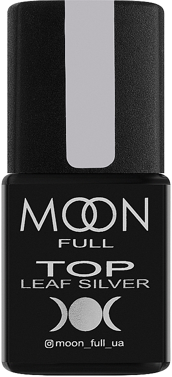 Top coat bez lepkiej warstwy do lakierów hybrydowych - Moon Full Top Leaf Silver — Zdjęcie N1