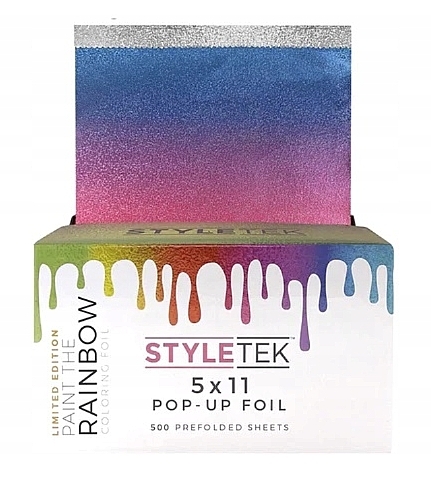 Ryflowana folia fryzjerska 5x11, edycja limitowana, 500 arkuszy - StyleTek Limited Edition Paint The Rainbow Coloring Foil — Zdjęcie N1