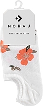Kup Bawełniane skarpety damskie w kwiaty, białe - Moraj