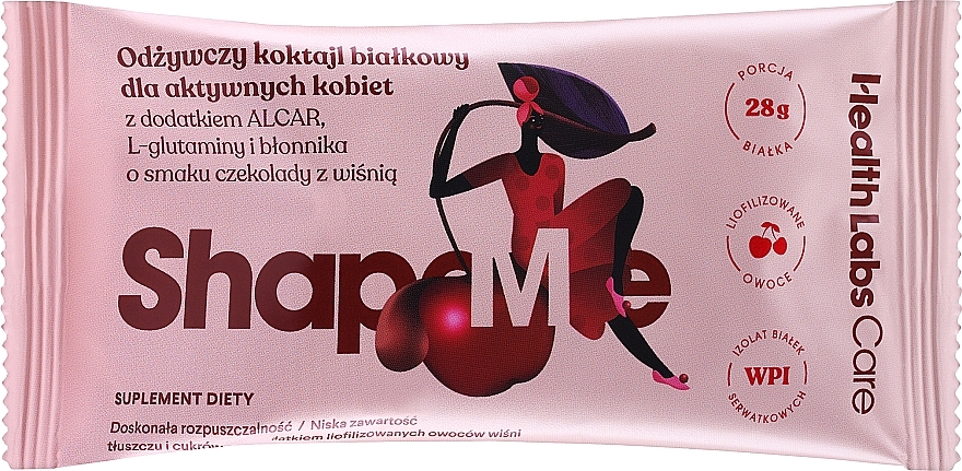 Odżywczy koktajl białkowy dla aktywnych kobiet Czekoladowo-wiśniowy - Health Labs Care ShapeMe — Zdjęcie N2