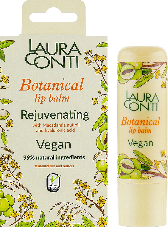 Odmładzający balsam do ust z olejkiem makadamia - Laura Conti Botanical Vegan Rejuvenating