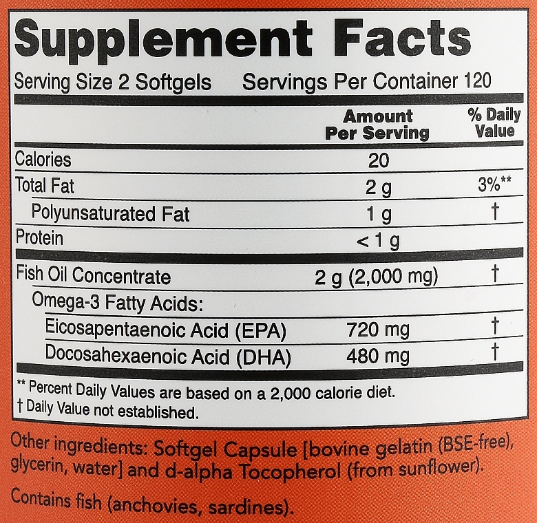 Kwasy tłuszczowe Super Omega EPA - Now Foods Super Omega EPA Double Strength Softgels — Zdjęcie N3