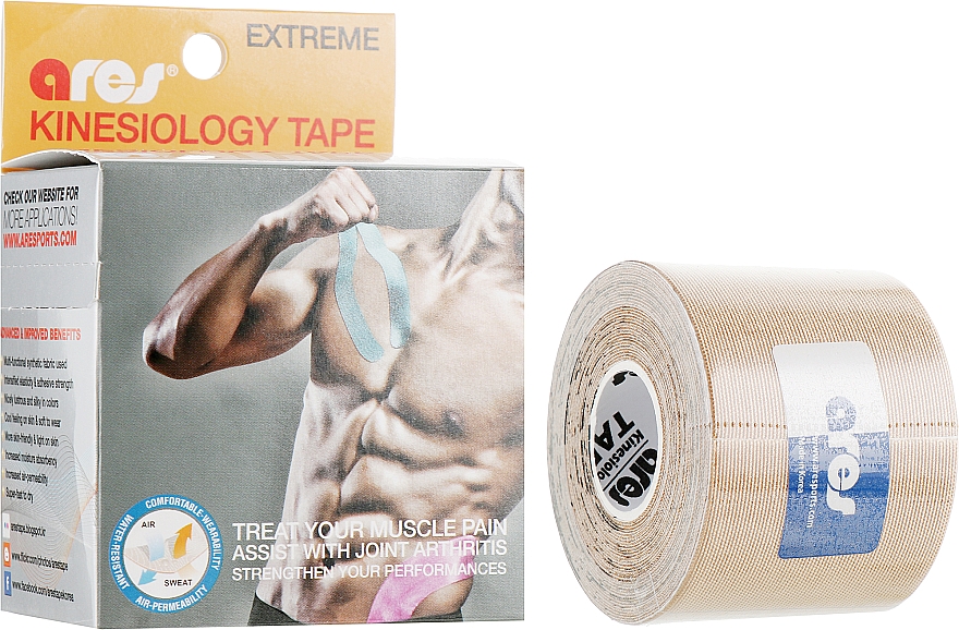 Taśma kinetyczna, beżowa - Ares Kinesio Tape Extreme — Zdjęcie N1