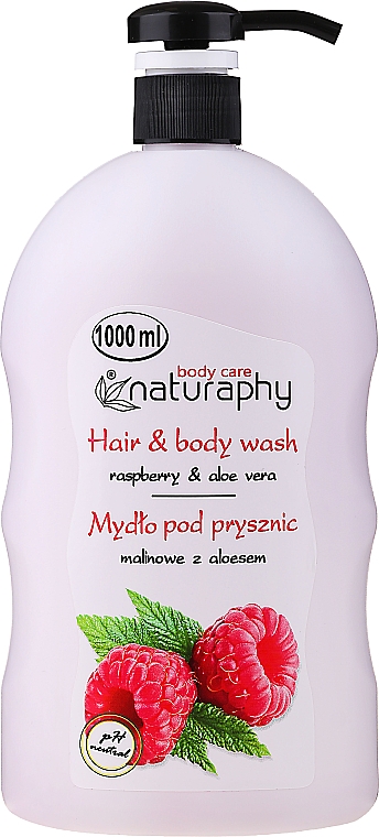 Mydło pod prysznic Malina i aloes - Naturaphy Raspberry & Aloe Vera Hair & Body Wash — Zdjęcie N1