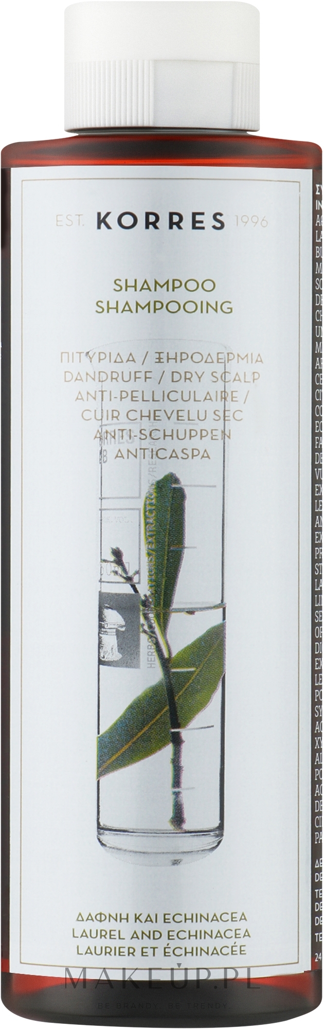 Szampon przeciwłupieżowy do suchej skóry głowy - Korres Laurel And Echinacea Shampoo For Dry Scalps And Dandruff — Zdjęcie 250 ml