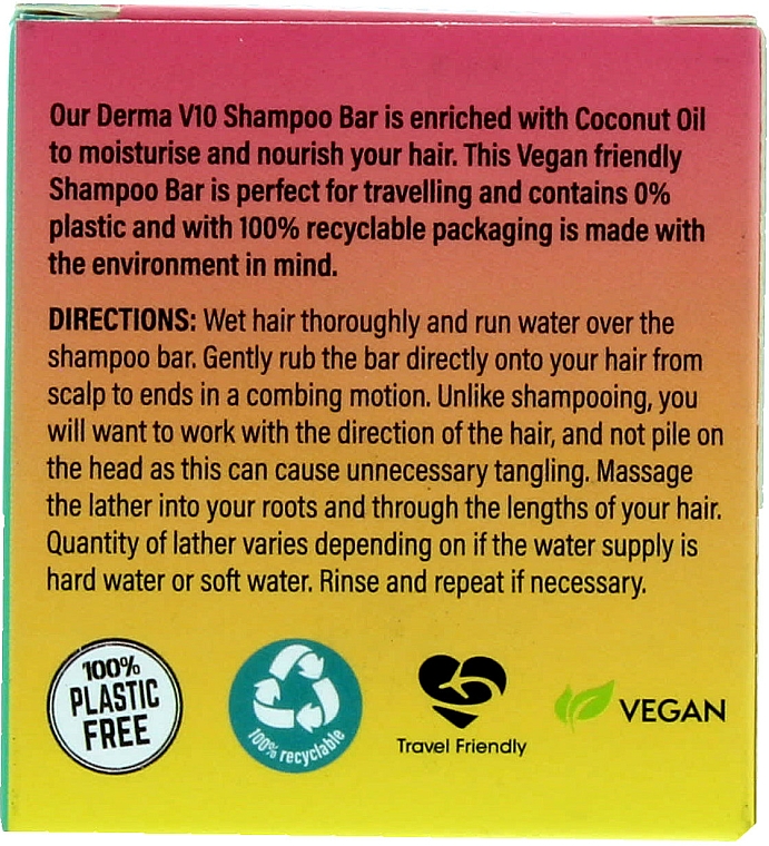 Szampon do włosów z kokosem - Derma V10 Shampoo Bar Coconut — Zdjęcie N2