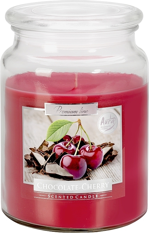Aromatyczna świeca premium w szkle Czekolada-wiśnia - Bispol Premium Line Scented Candle Chocolate Cherry — Zdjęcie N1