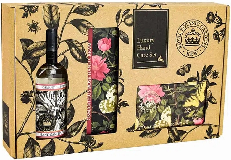 Zestaw - The English Soap Company Kew Gardens Osmanthus Rose Hand Care Gift Box (soap/240g + h/cr/75ml + san/100ml) — Zdjęcie N1