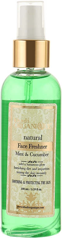 Naturalny odświeżający tonik w sprayu do twarzy Mięta i ogórek - Khadi Organique Mint And Cucumber Face Fresher