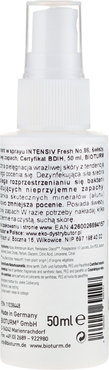 Dezodorant w sprayu Świeżość - Bioturm Silber-Deo Intensiv Fresh Spray No.86 — Zdjęcie N2