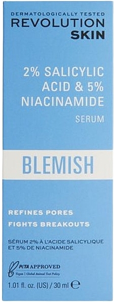 Serum z kwasem salicylowym i niacynamidem - Revolution Skincare 2% Salicylic Acid & 5% Niacinamide Serum — Zdjęcie N2