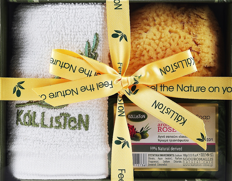 Zestaw - Kalliston Rose (soap/100g + sponge + towel) — Zdjęcie N1