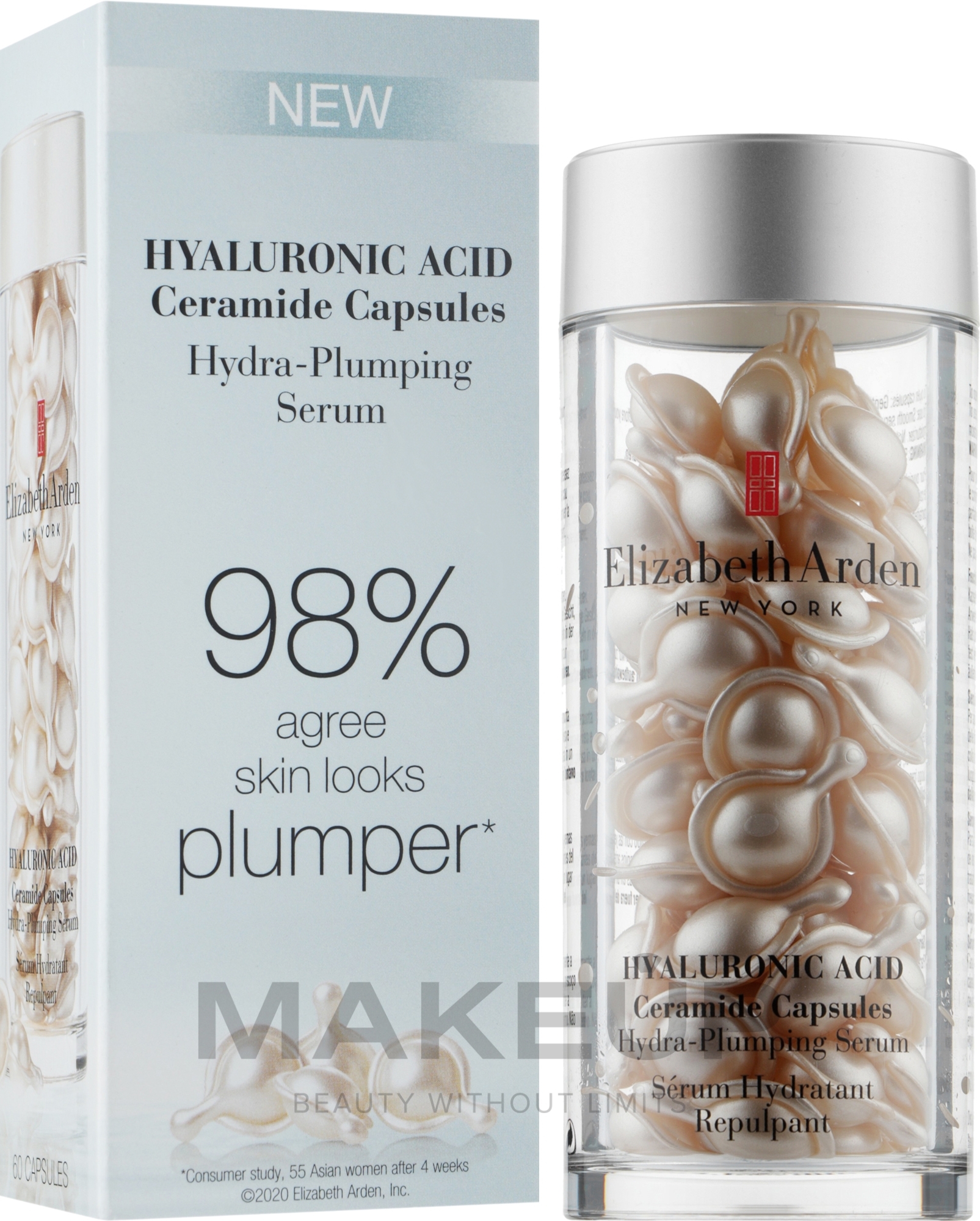 Nawilżające serum w ampułkach do twarzy z kwasem hialuronowym - Elizabeth Arden Hyaluronic Acid Ceramide Capsules Hydra-Plumping Serum — Zdjęcie 60 szt.