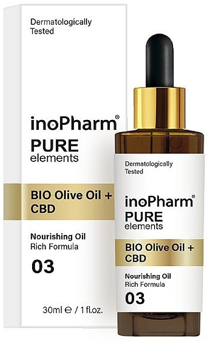Serum do twarzy i szyi - InoPharm Pure Elements BIO Olive Oil + CBD — Zdjęcie N1