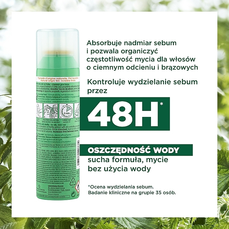 Seboregulujący szampon suchy z wyciągiem z pokrzywy - Klorane Nettle Sebo-Regulating Dry Shampoo For Oily Hair — Zdjęcie N3