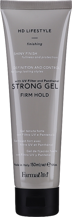 Silnie utrwalający żel do włosów z filtrem UV i pantenolem - Farmavita HD Lifestyle Finishing Strong Gel Firm Hold — Zdjęcie N1