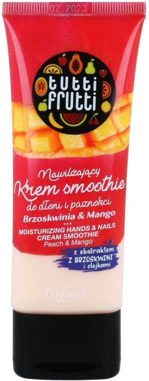 Nawilżający krem smoothie do rąk i paznokci Brzoskwinia i mango - Farmona Tutti Frutti