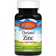 Suplement diety zawierający chelat cynku, 30 mg - Carlson Labs Chelated Zinc — Zdjęcie N1