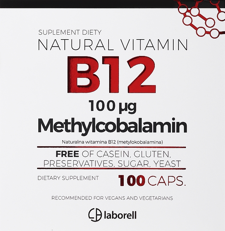 Suplement diety Witamina B12 100 mcg, kapsułki - Laborell — Zdjęcie N1