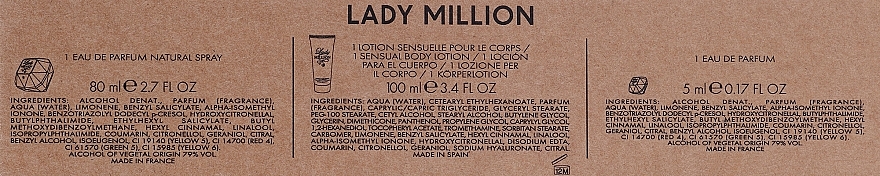 Paco Rabanne Lady Million - Zestaw (edp/80ml + b/lot/100ml + edp/5ml) — Zdjęcie N3