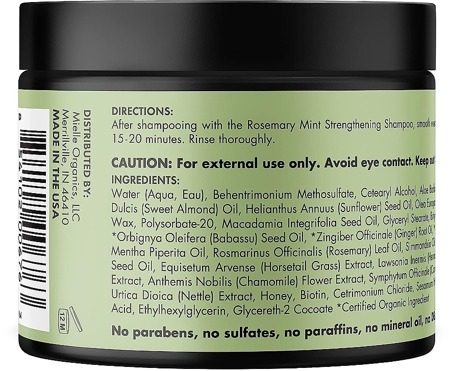 Wzmacniająca maska ​​do włosów Rozmaryn i mięta - Mielle Organics Rosemary Mint Strengthening Hair Mask — Zdjęcie N2