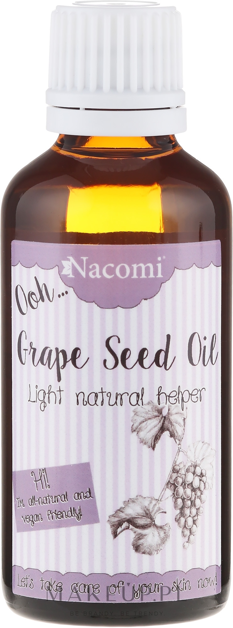 Olej do twarzy i ciała z pestek winogron z pipetą - Nacomi Grape Seed Oil — Zdjęcie 50 ml