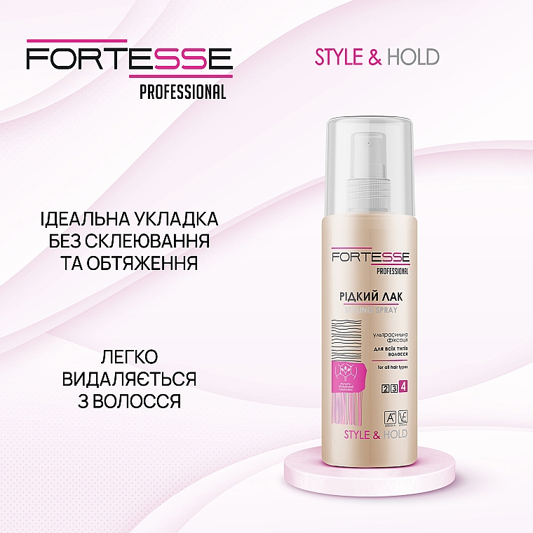 Ultramocny płynny lakier do włosów - Fortesse Professional Style Hairspray Ultra Strong — Zdjęcie N4