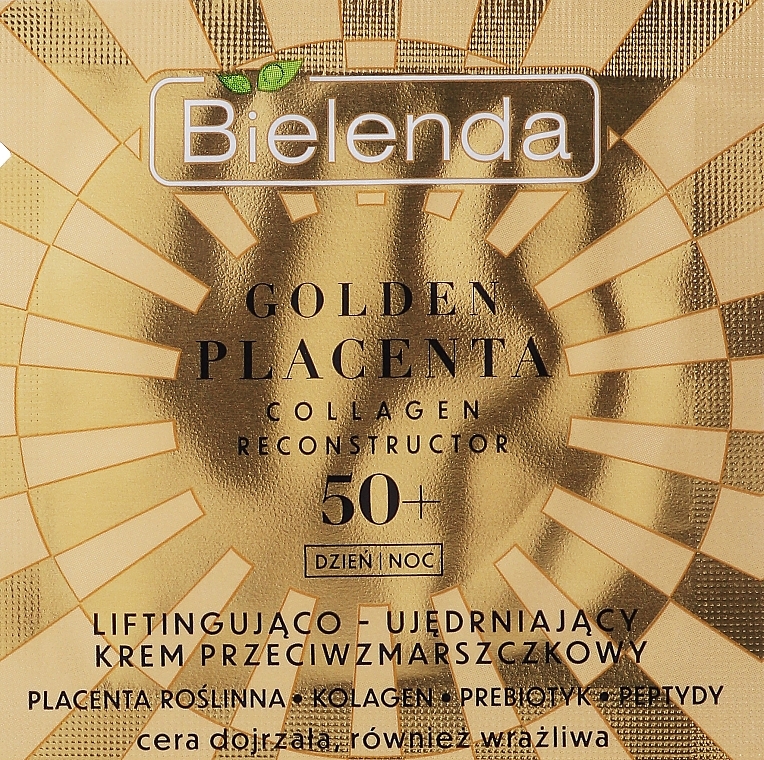 Liftingująco-ujędrniający krem przeciwzmarszczkowy 50+ - Bielenda Golden Placenta Collagen Reconstructor 50+ (próbka) — Zdjęcie N1