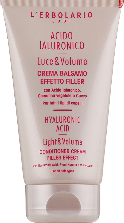 Wypełniająca odżywka do włosów z kwasem hialuronowym - L’Erbolario Hyaluronic Acid Light&Volume Filler Effect Conditioner Cream — Zdjęcie N1