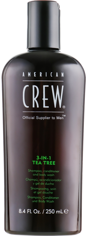 Preparat 3 w 1 do pielęgnacji włosów i ciała Drzewo herbaciane dla mężczyzn - American Crew Tea Tree 3-in-1 Shampoo, Conditioner And Body Wash — фото N1