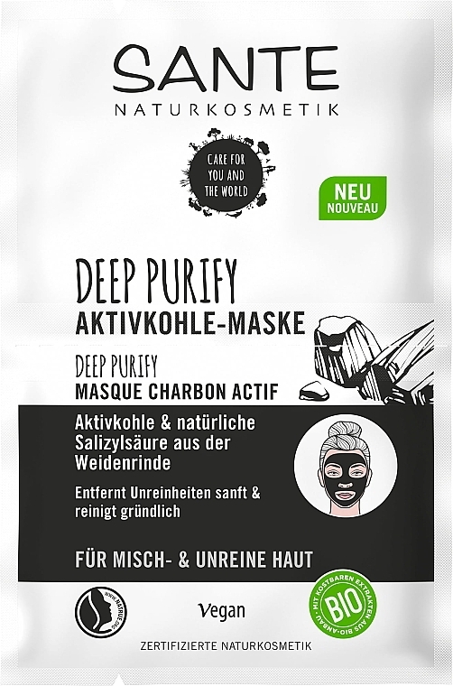 Głęboko oczyszczająca maska ​​z aktywnym węglem - Sante Deep Purify Mask — Zdjęcie N1