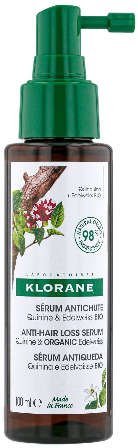 Serum przeciw wypadaniu włosów z Chininą i Organiczną Szarotką - Klorane Hair Strengthening Serum With Quinine & Organic Edelweiss Against Hair Loss — Zdjęcie 100 ml