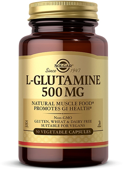 L-Glutamina w kapsułkach, 500 mg - Solgar L-Glutamine — Zdjęcie N1