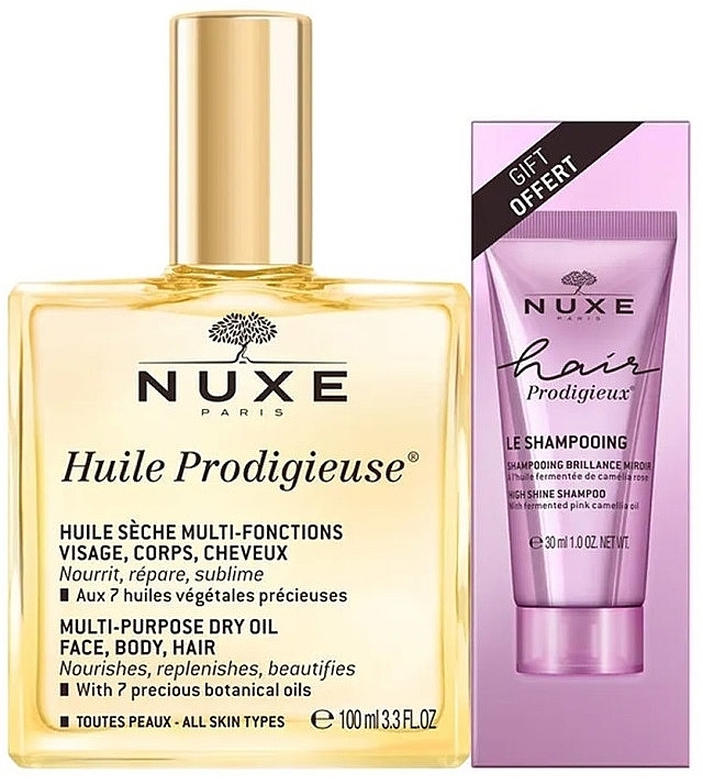 Zestaw - Nuxe Huile Prodigieuse (oil/100ml + shm/30ml) — Zdjęcie N1