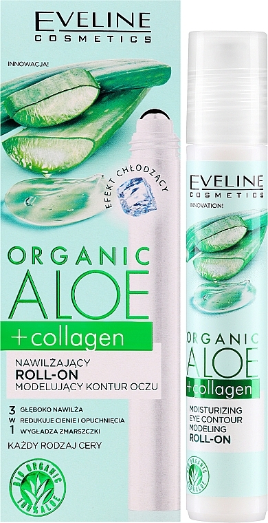 Nawilżający roll-on modelujący kontur oczu - Eveline Cosmetics Organic Aloe + Collagen — Zdjęcie N2