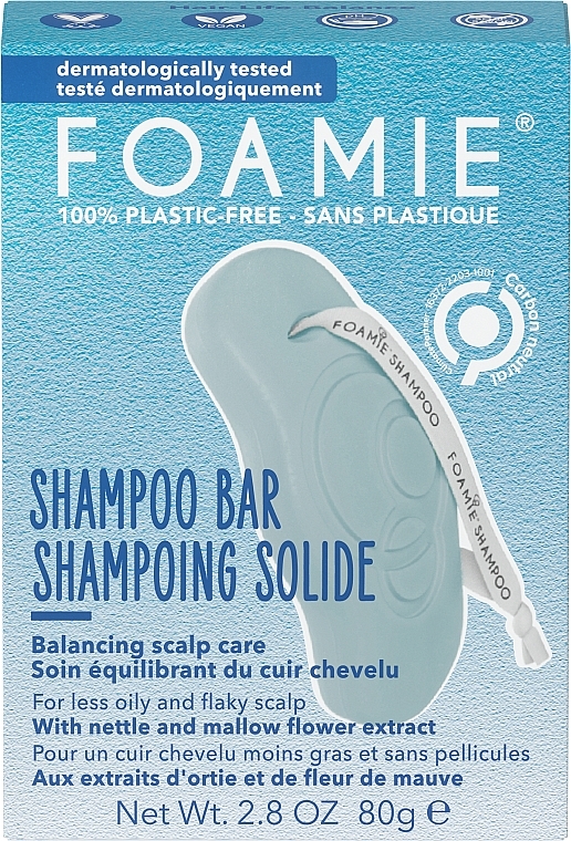 Szampon do włosów z ekstraktami z kwiatów pokrzywy i malwy, w kostce - Foamie Life Balance Shampoo Bar  — Zdjęcie N1