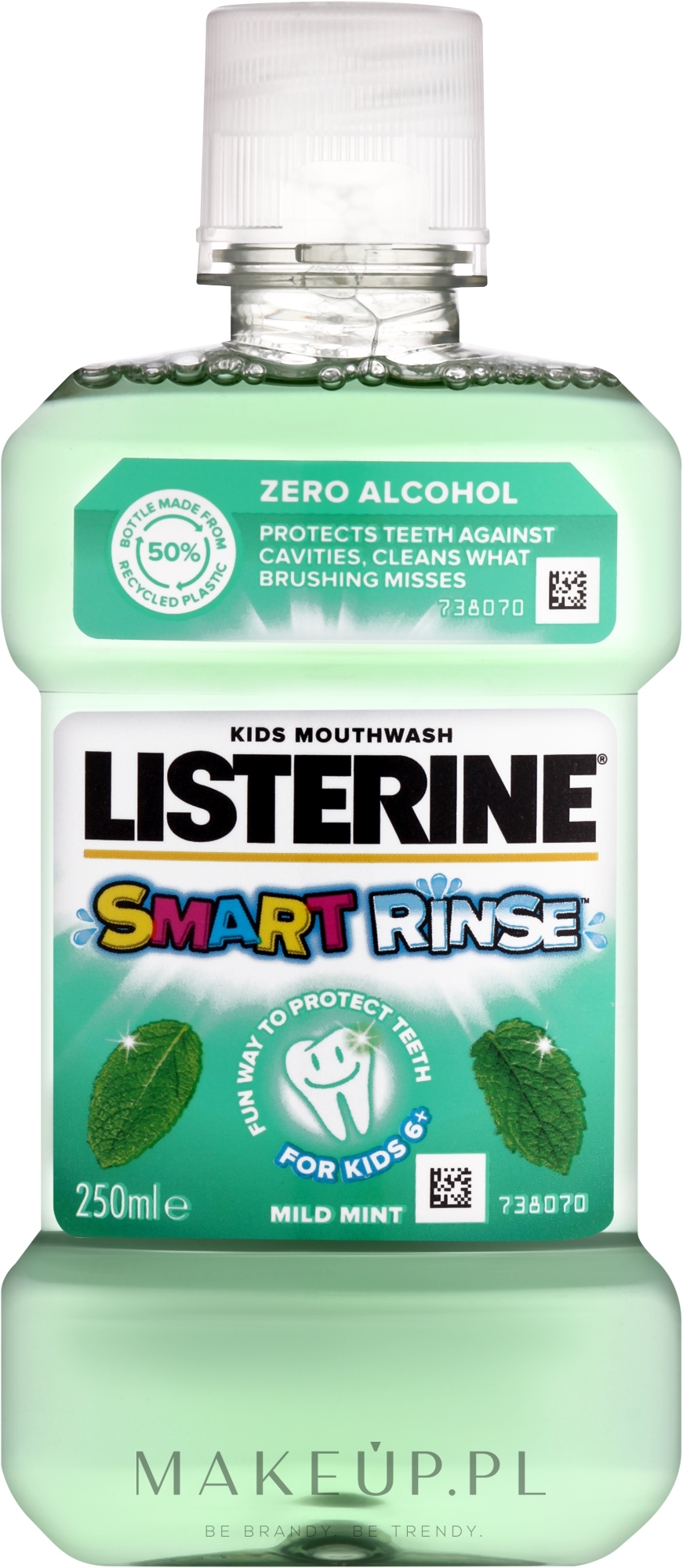 Miętowy płyn do płukania jamy ustnej dla dzieci - Listerine Smart Rinse Mint Liquid Mouthwash — Zdjęcie 250 ml