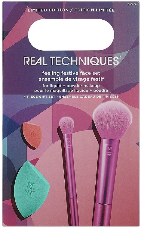 Zestaw - Real Techniques Feeling Festive Face Set (sponge/2pcs + brush/2pcs) — Zdjęcie N1