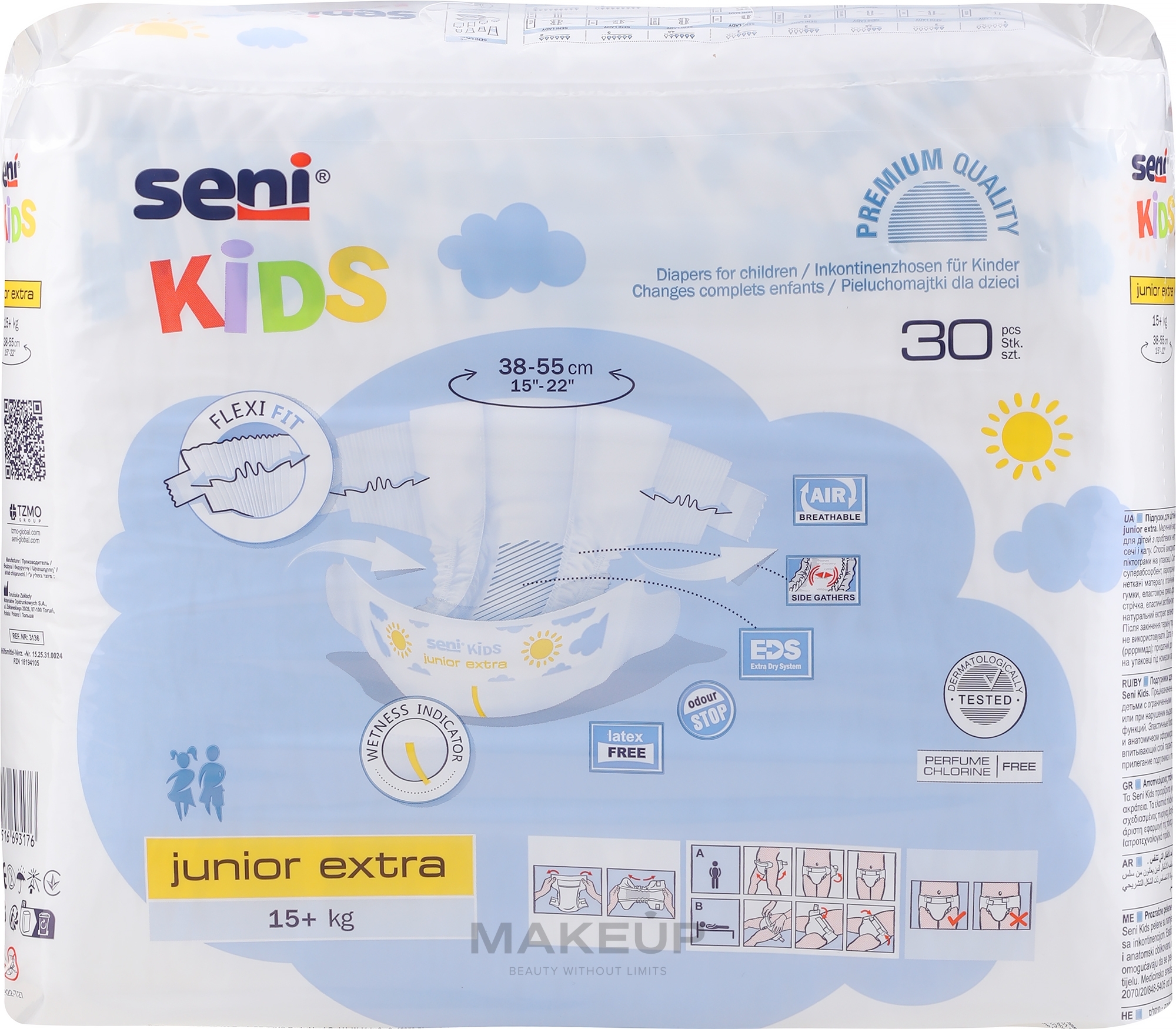 Pieluchy dziecięce Kids Junior Extra, 15-30 kg - Seni — Zdjęcie 30 szt.