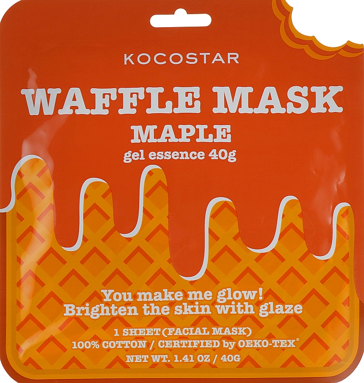 Rozjaśniająca maska na tkaninie Syrop klonowy - Kocostar Maple Waffle Mask 