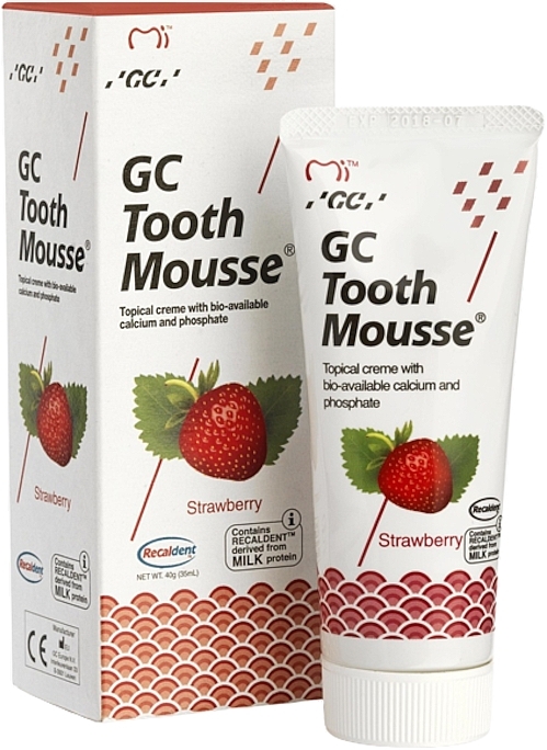 Krem do zębów Truskawka bez fluoru - GC Tooth Mousse Strawberry — Zdjęcie N1