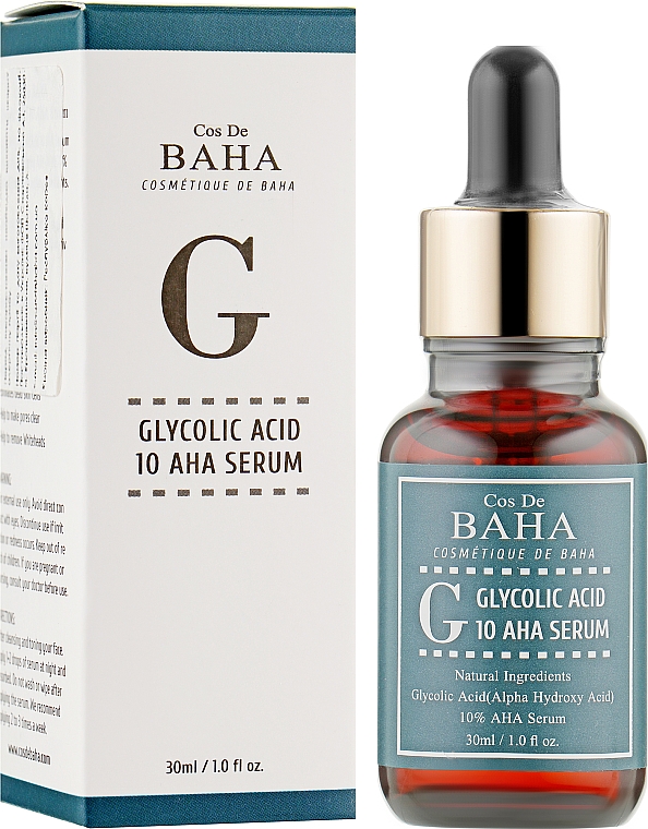 Glikolowe serum do twarzy - Cos De Baha 10% Glycolic Serum Gel Peel AHA — Zdjęcie N2