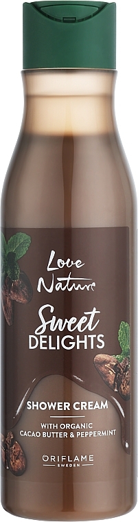 Kremowy żel pod prysznic z organicznym masłem kakaowym i miętą - Oriflame Love Nature Sweet Delights Shower Cream — Zdjęcie N1