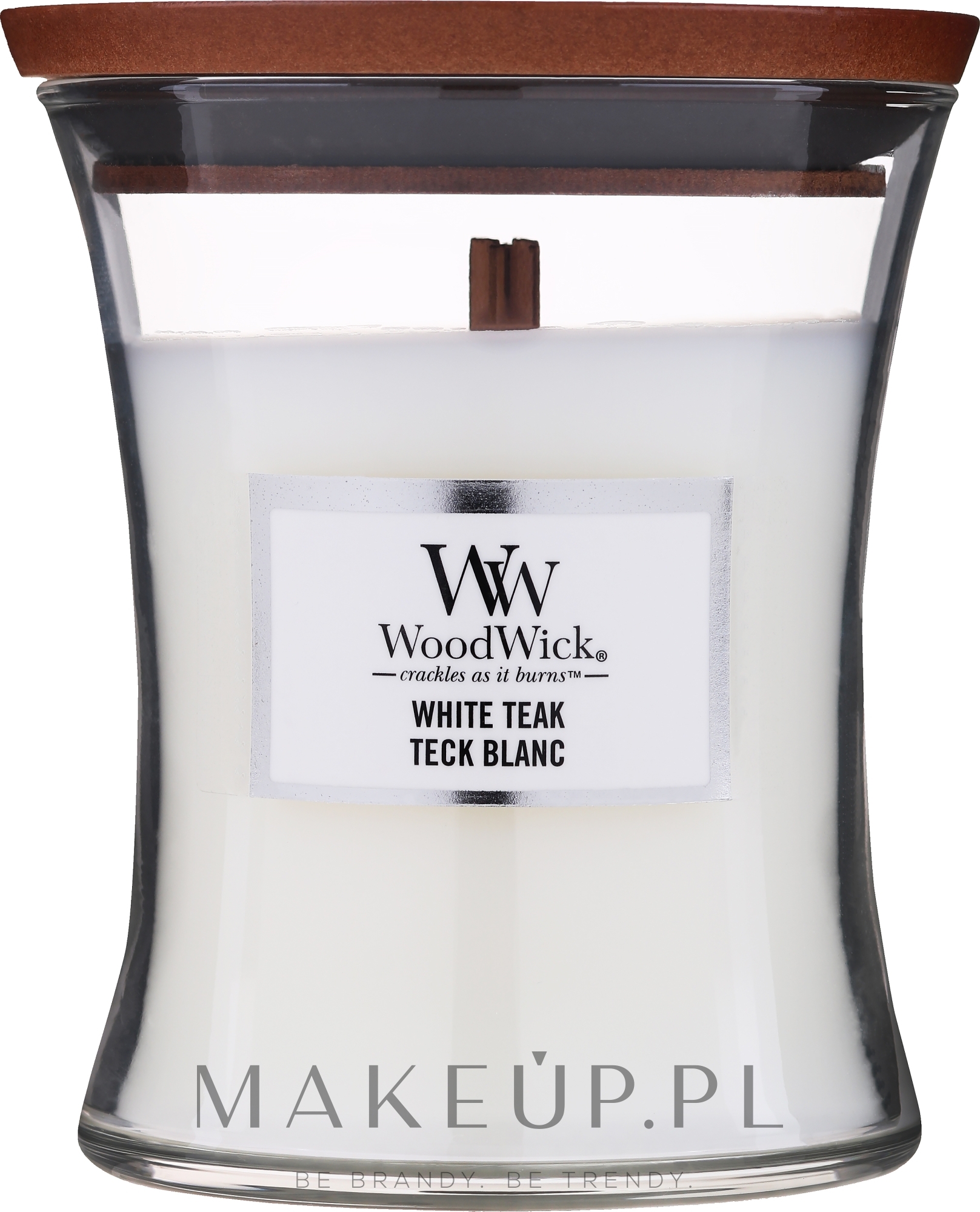 Świeca zapachowa w szkle - WoodWick Hourglass Candle White Teak — Zdjęcie 275 g