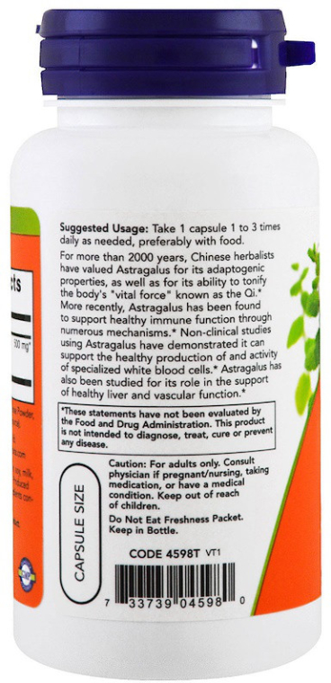 Ekstrakt z traganka w kapsułkach, 500 mg - Now Foods Astragalus Extract — Zdjęcie N2